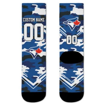 Toronto Blue Jays Socks - Personalized Woodland Camo Blue