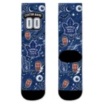 Toronto Maple Leafs Socks Custom Scattered Icons Blue Best Selling