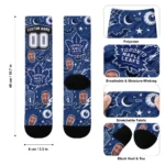 Toronto Maple Leafs Socks Custom Scattered Icons Blue Best Selling