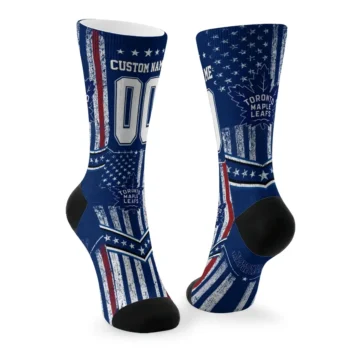 Toronto Maple Leafs Socks Customized Star Stripes Blue White Fashion Forward
