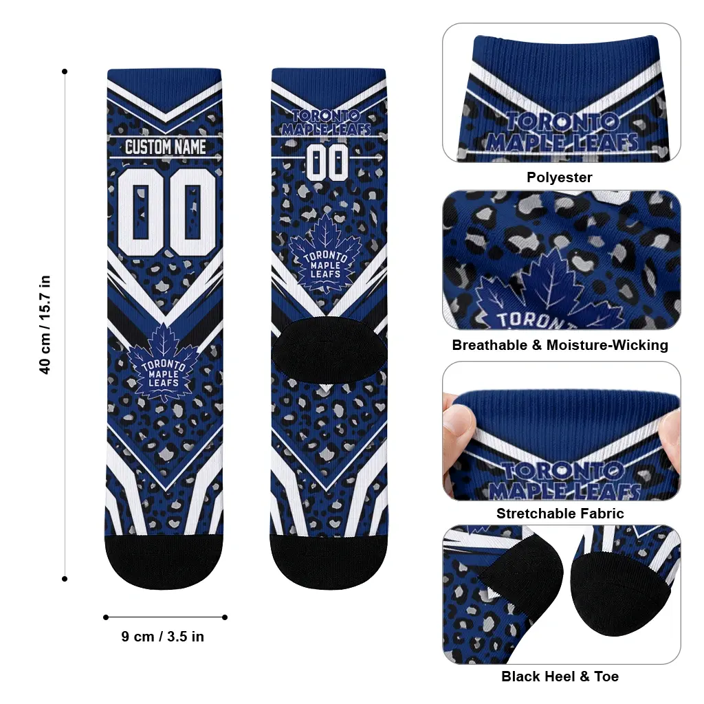 Toronto Maple Leafs Socks Personalized Leopard Print Blue Black High Quality Toronto Maple Leafs Socks Personalized Leopard Print Blue Black High Quality