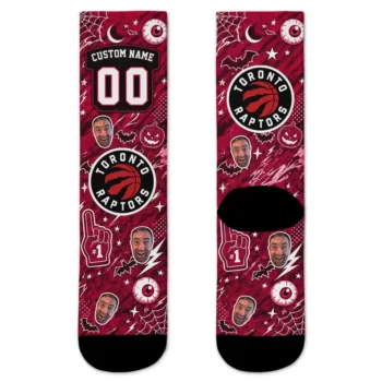Toronto Raptors Socks Custom Scattered Icons Red Best Selling