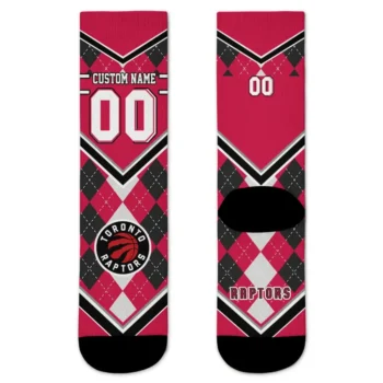 Toronto Raptors Socks Customized Argyle Pattern Red Best Selling