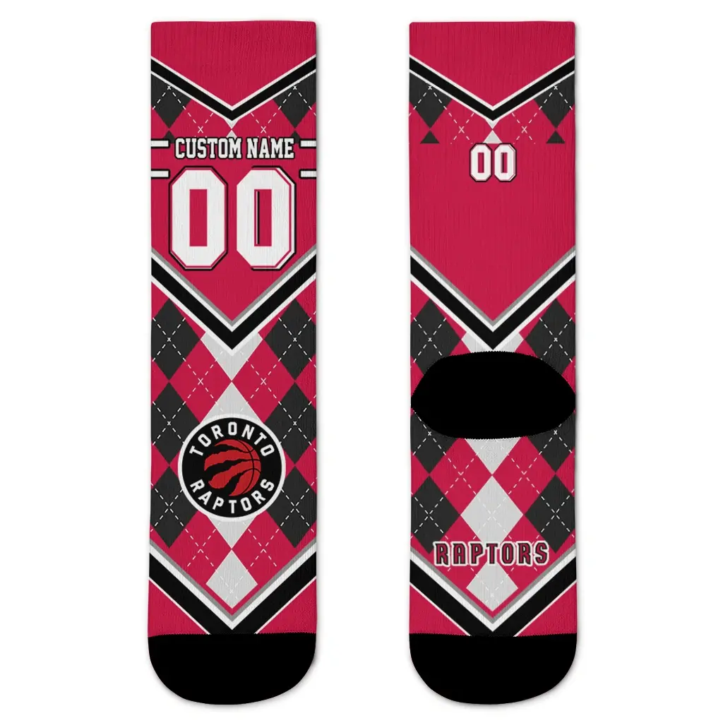 Toronto Raptors Socks Customized Argyle Pattern Red Best Selling Toronto Raptors Socks Customized Argyle Pattern Red Best Selling
