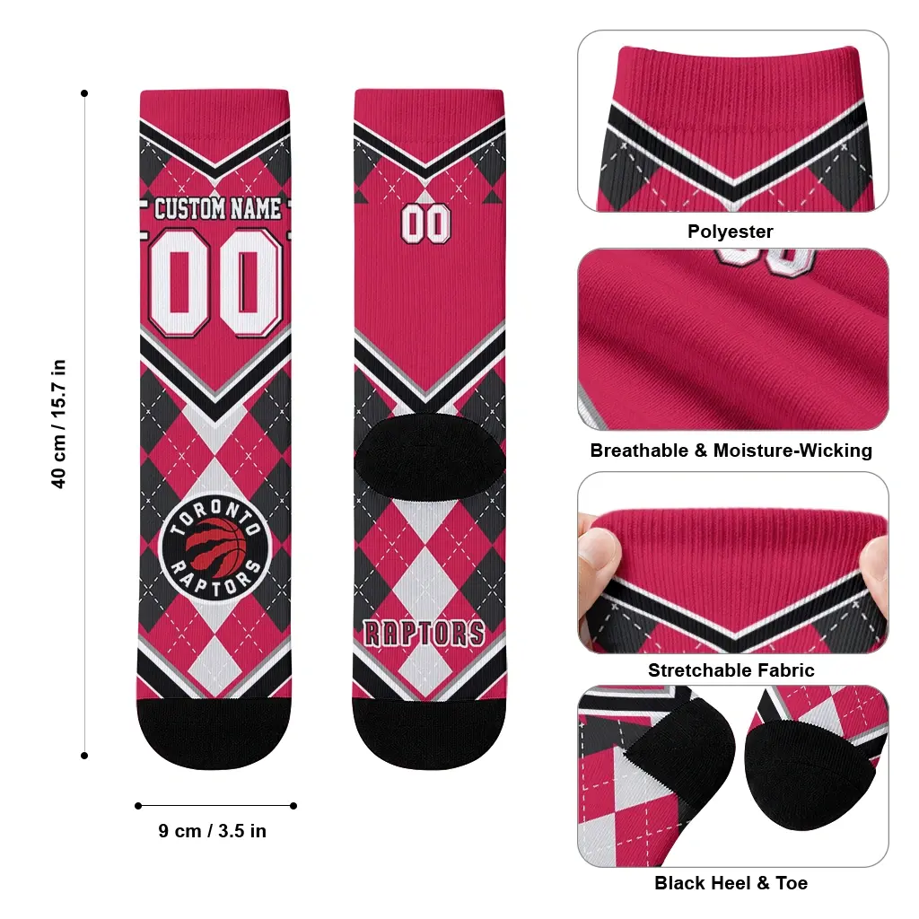 Toronto Raptors Socks Customized Argyle Pattern Red High Quality Toronto Raptors Socks Customized Argyle Pattern Red High Quality