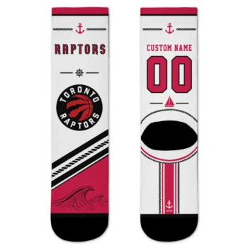 Toronto Raptors Socks - Customized Nautical Icons Red White