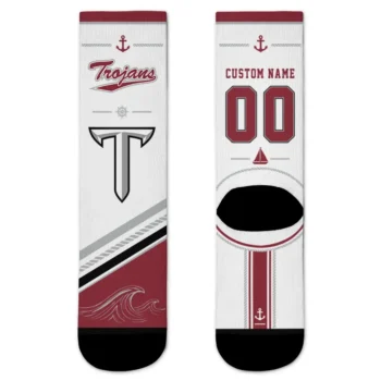 Troy Trojans Socks Personalized Nautical Icons Red White Best Selling