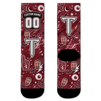 Troy Trojans Socks Personalized Scattered Icons Red Best Selling