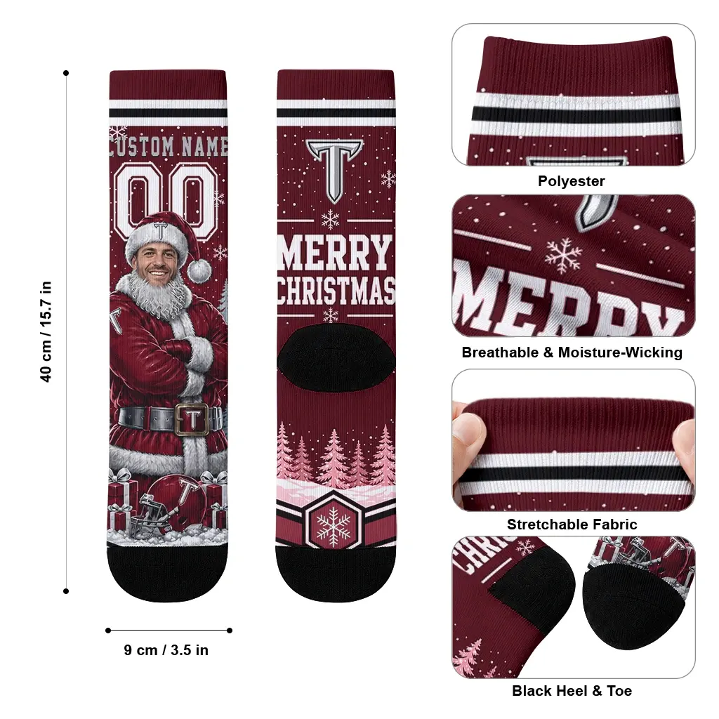 Troy Trojans Socks Personalized Snowy Scene Red White High Quality Troy Trojans Socks Personalized Snowy Scene Red White High Quality