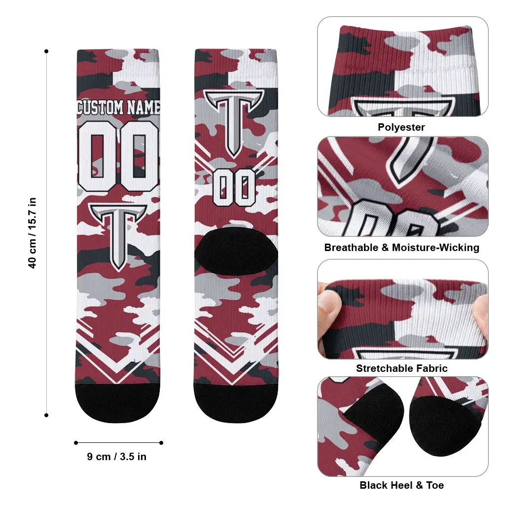Troy Trojans Socks Personalized Woodland Camo Red High Quality Troy Trojans Socks Personalized Woodland Camo Red High Quality