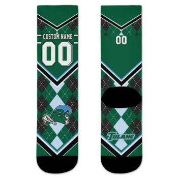 Tulane Green Wave Socks Customized Argyle Pattern Green Best Selling