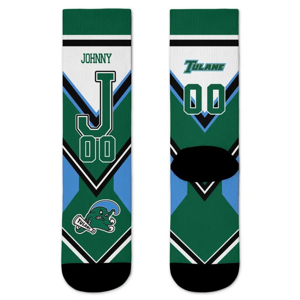 Tulane Green Wave Socks Customized Arrow Blocks Green Best Selling Tulane Green Wave Socks Customized Arrow Blocks Green Best Selling