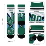 Tulane Green Wave Socks Customized Arrow Blocks Green Best Selling