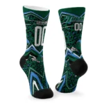 Tulane Green Wave Socks Customized Leopard Print Green Black Best Selling