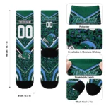 Tulane Green Wave Socks Customized Leopard Print Green Black Best Selling