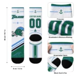Tulane Green Wave Socks Customized Nautical Icons Green White Best Selling