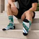 Tulane Green Wave Socks Customized Pinstripe Chevron Green White Best Selling