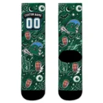Tulane Green Wave Socks Customized Scattered Icons Green Best Selling