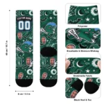 Tulane Green Wave Socks Customized Scattered Icons Green Best Selling