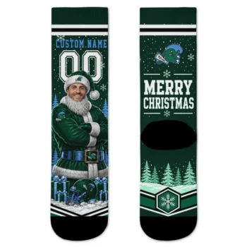 Tulane Green Wave Socks Customized Snowy Scene Green White Best Selling