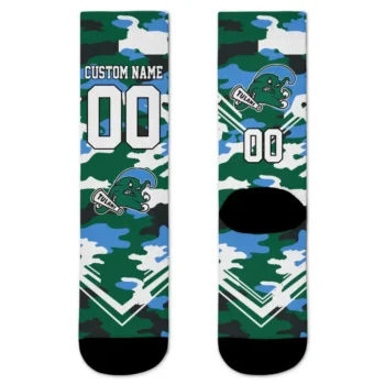 Tulane Green Wave Socks Customized Woodland Camo Green Best Selling