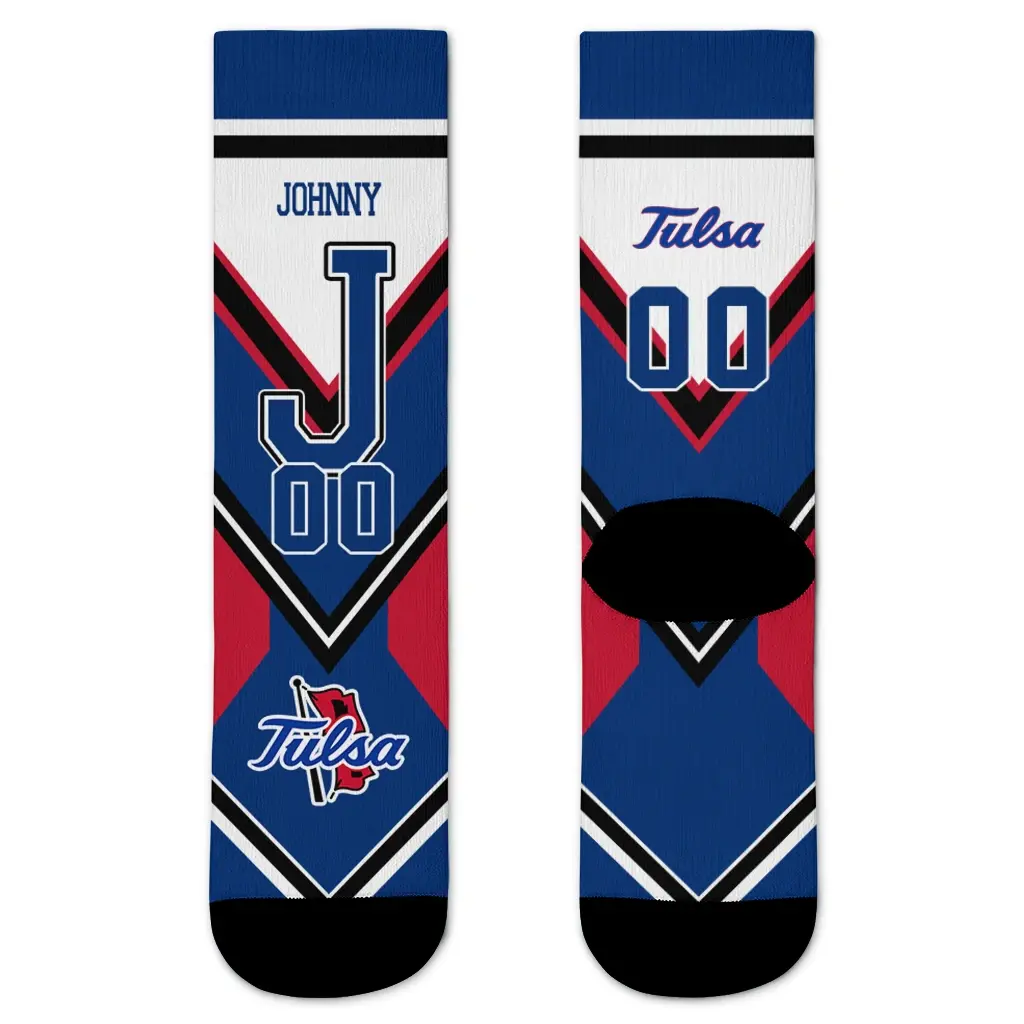 Tulsa Golden Hurricane Socks Custom Arrow Blocks Blue Best Selling Tulsa Golden Hurricane Socks Custom Arrow Blocks Blue Best Selling