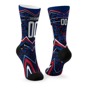Tulsa Golden Hurricane Socks Custom Leopard Print Blue Black Fashion Forward