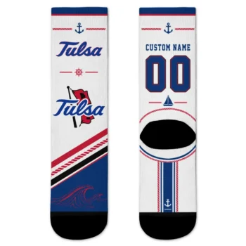 Tulsa Golden Hurricane Socks Custom Nautical Icons Blue White Best Selling