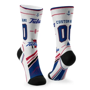 Tulsa Golden Hurricane Socks Custom Nautical Icons Blue White Fashion Forward