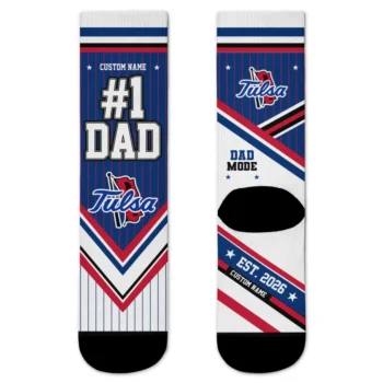 Tulsa Golden Hurricane Socks Custom Pinstripe Chevron Blue White Best Selling