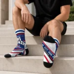 Tulsa Golden Hurricane Socks Custom Pinstripe Chevron Blue White Best Selling