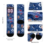 Tulsa Golden Hurricane Socks Custom Scattered Icons Blue Best Selling