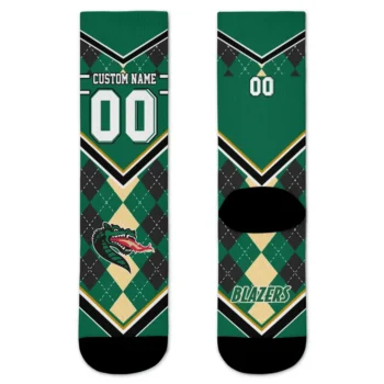 Uab Blazers Socks Personalized Argyle Pattern Green Best Selling