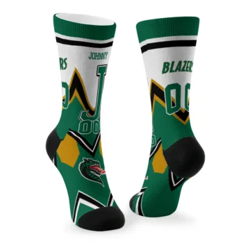 Uab Blazers Socks Personalized Arrow Blocks Green Fashion Forward