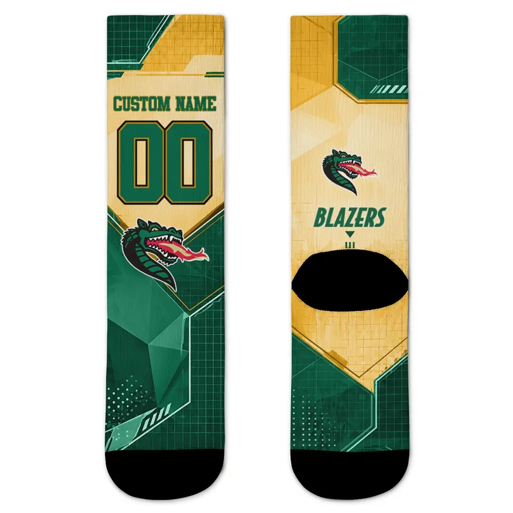 Uab Blazers Socks Personalized Geometric Tech Green Best Selling Uab Blazers Socks Personalized Geometric Tech Green Best Selling