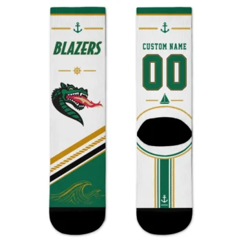 Uab Blazers Socks Personalized Nautical Icons Green White Best Selling