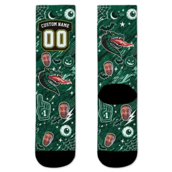 Uab Blazers Socks Personalized Scattered Icons Green Best Selling