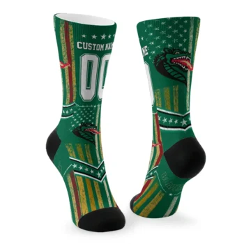 Uab Blazers Socks Personalized Star Stripes Green White Fashion Forward