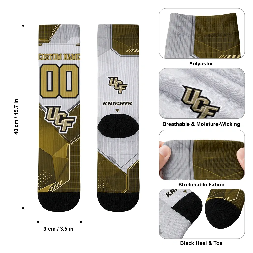 Ucf Knights Socks Custom Geometric Tech Gold High Quality Ucf Knights Socks Custom Geometric Tech Gold High Quality