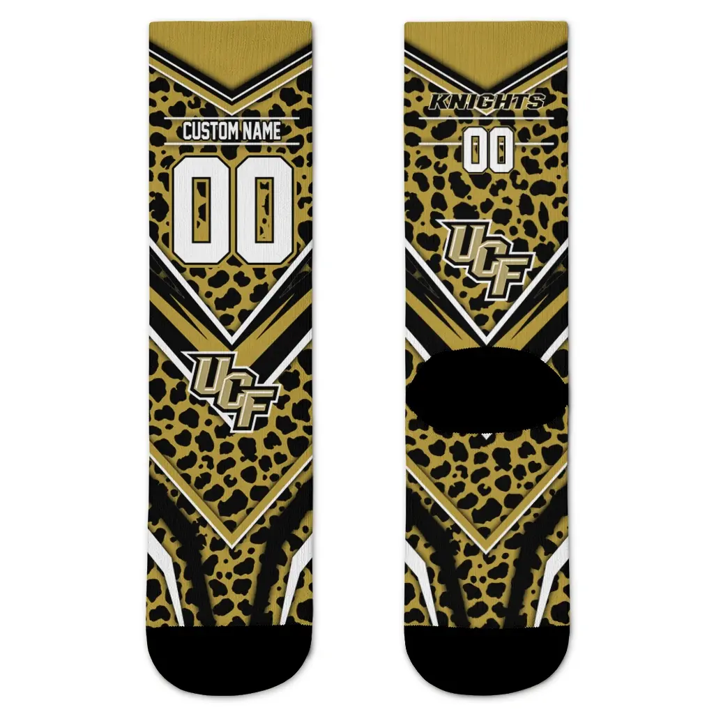 Ucf Knights Socks Custom Leopard Print Gold Black Best Selling Ucf Knights Socks Custom Leopard Print Gold Black Best Selling