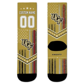 Ucf Knights Socks Custom Star Stripes Gold White Best Selling
