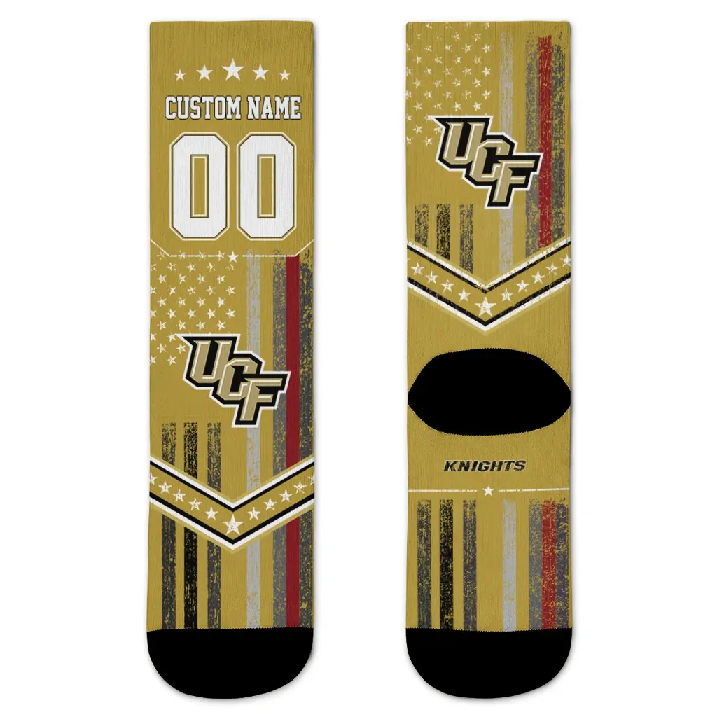 Ucf Knights Socks Custom Star Stripes Gold White Best Selling Ucf Knights Socks Custom Star Stripes Gold White Best Selling