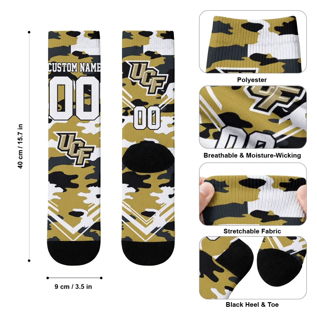 Ucf Knights Socks Custom Woodland Camo Gold High Quality Ucf Knights Socks Custom Woodland Camo Gold High Quality