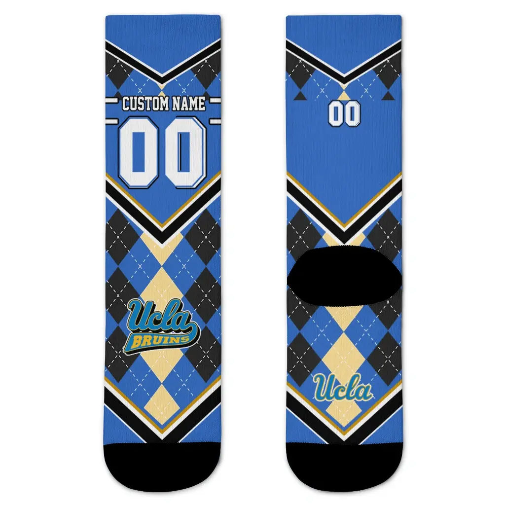 Ucla Bruins Socks Customized Argyle Pattern Blue Best Selling Ucla Bruins Socks Customized Argyle Pattern Blue Best Selling