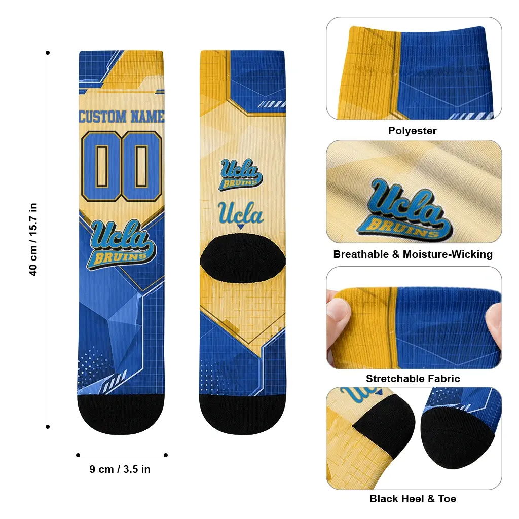 Ucla Bruins Socks Customized Geometric Tech Blue High Quality Ucla Bruins Socks Customized Geometric Tech Blue High Quality