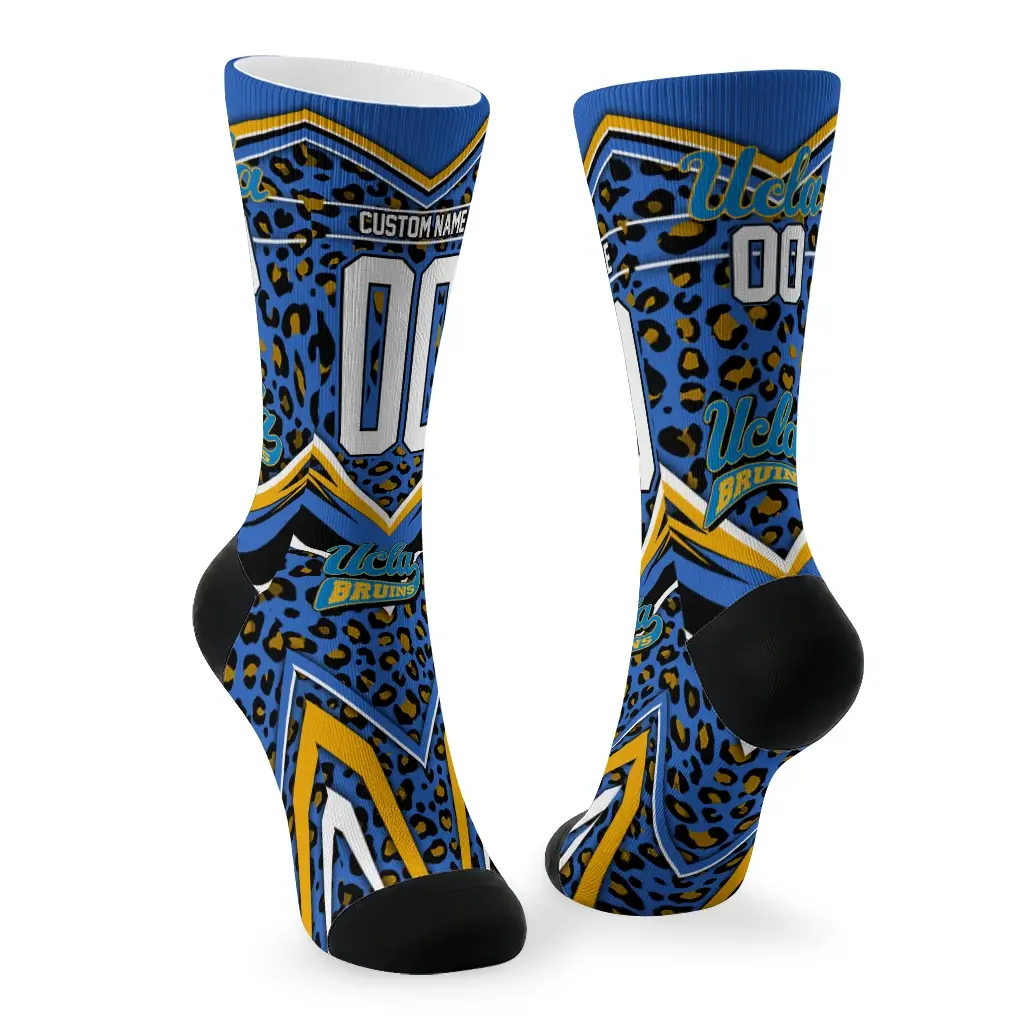 Ucla Bruins Socks Customized Leopard Print Blue Black Fashion Forward Ucla Bruins Socks Customized Leopard Print Blue Black Fashion Forward