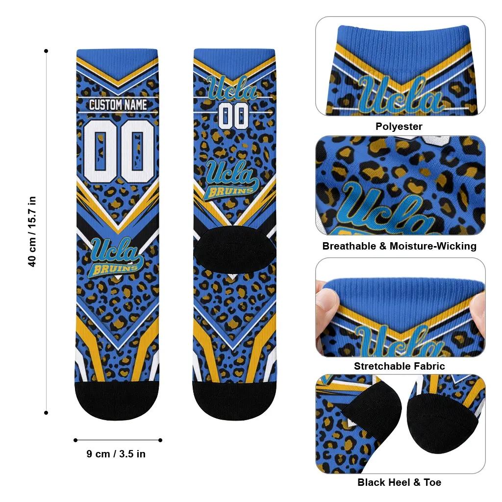 Ucla Bruins Socks Customized Leopard Print Blue Black High Quality Ucla Bruins Socks Customized Leopard Print Blue Black High Quality