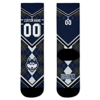 Uconn Huskies Socks Custom Argyle Pattern Blue Best Selling
