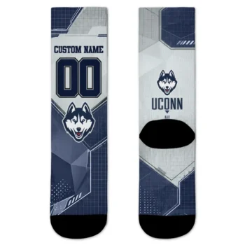 Uconn Huskies Socks Custom Geometric Tech Blue Best Selling