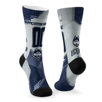 Uconn Huskies Socks Custom Geometric Tech Blue Fashion Forward